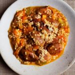 Sausage and fregola with harissa